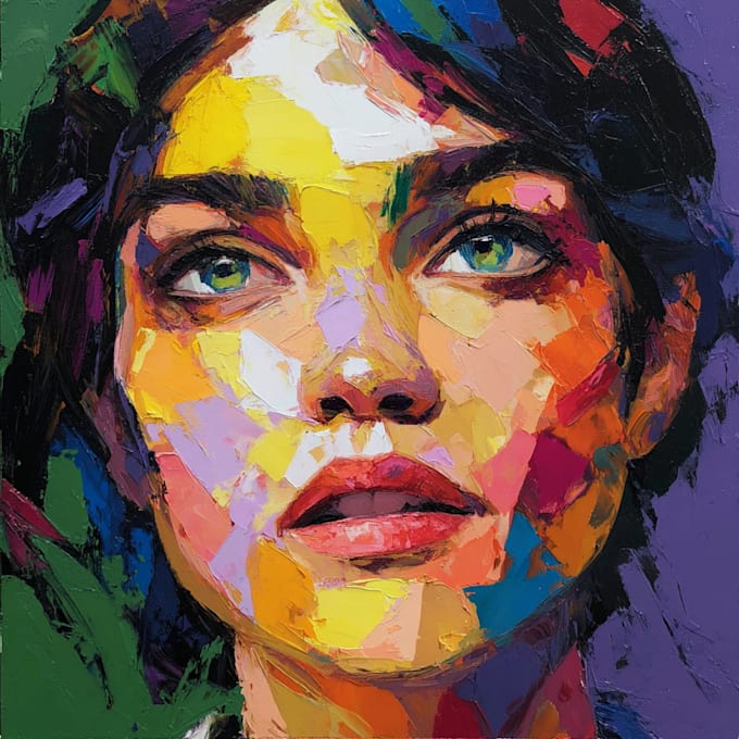 do expressive colorful abstract portraits