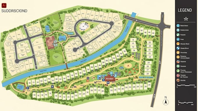 Subdivision Parks Map Do site plan subdivision rv park map and campground map in vector ...