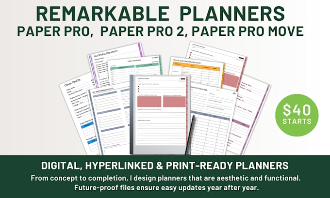 create premium custom planners for remarkable 2, paper pro and pro move