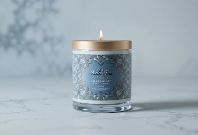 design label and packaging for candle and cosmetics business