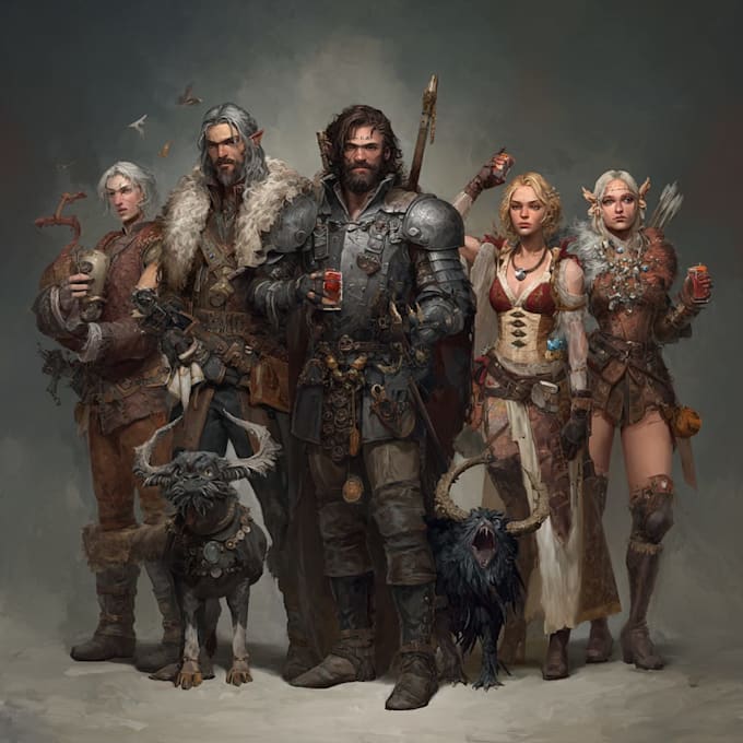 Decatur Dnd Dnd charakterkunst im fantasy-stil für dnd party zeichnen
