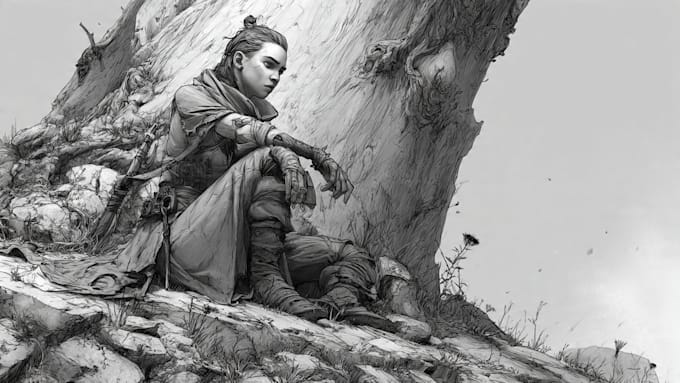 draw simple black and white illustration