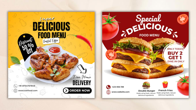 design attractive food posters, restaurant flyers