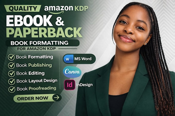 professionally format your book for amazon KDP, kindle, epub, and paperback