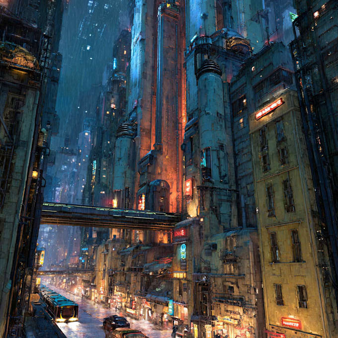 Make a art, sci fi cyberpunk futuristic city illustration by Eacleon03 ...