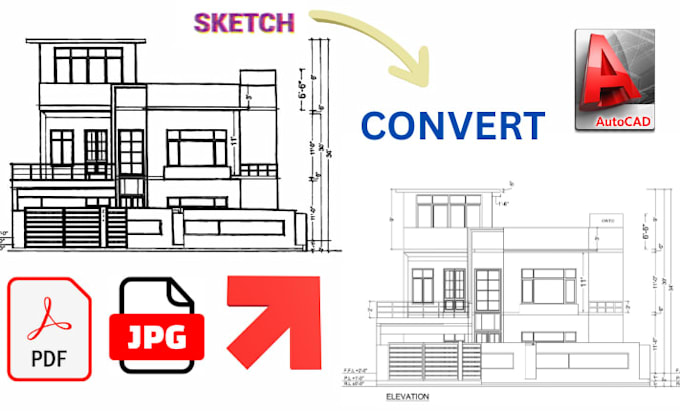 Convert pdf image sketches into accurate scaled autocad dwg by Ubaid ...