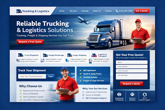 design or redesign trucking, logistics, freight broker shipping website design