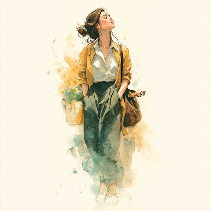 create watercolor and digital illustrations