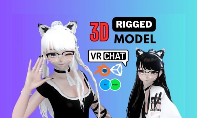 Maak en rig vrchat avatar, vr personage, 3d vroid vrc avatar vrm voor ...