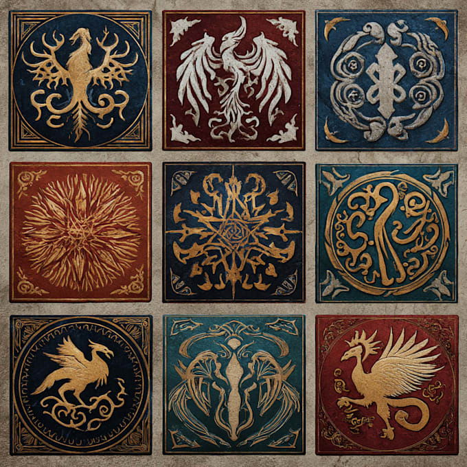 draw a fantasy book novel series logo