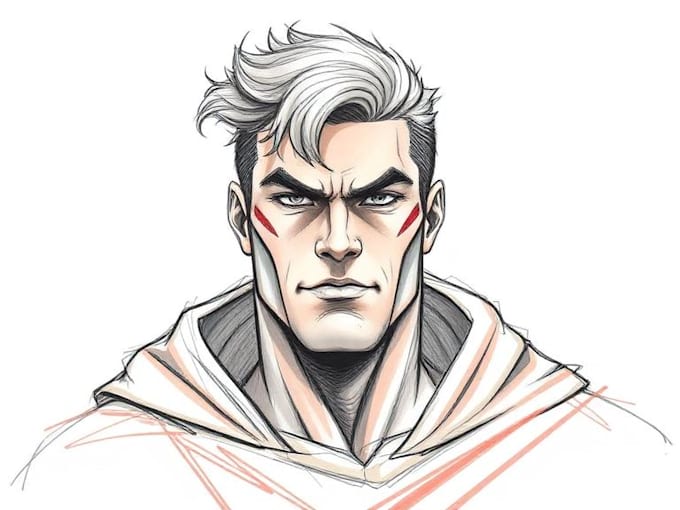 create a superhero sketch portrait and illustrations