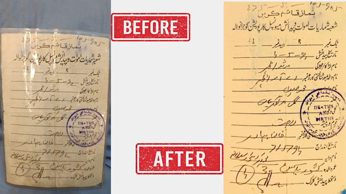 repair and clean handwritten text for better readability