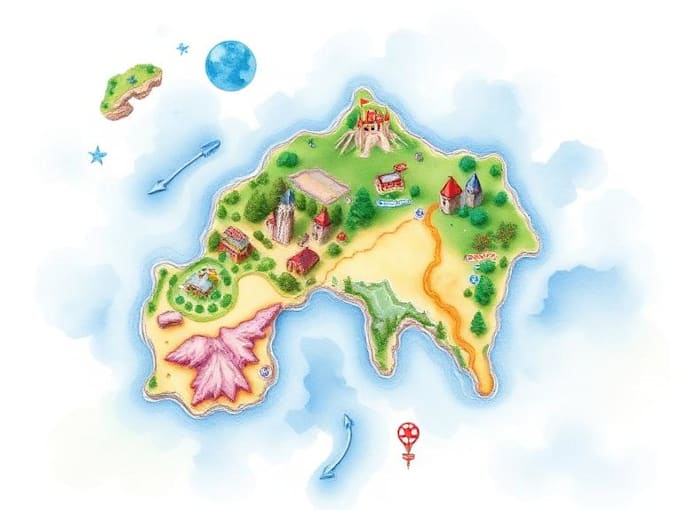Make a watercolor fantasy map or sourvenir map illustration by ...