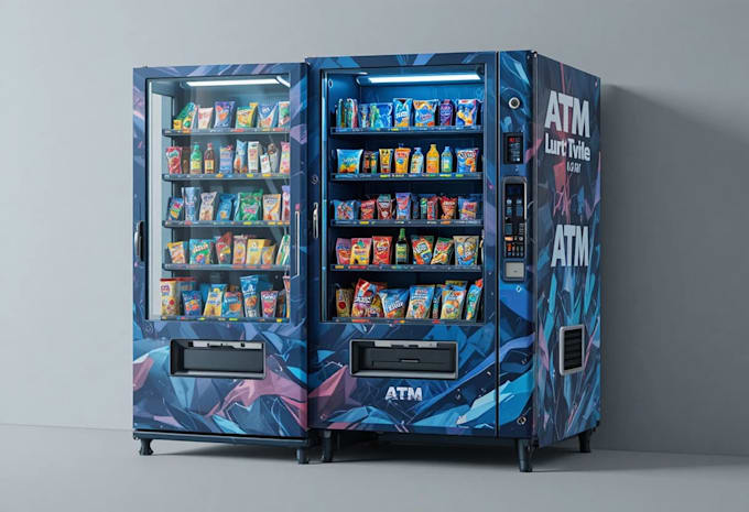 design creative and high quality vending machine wrap, atm wrap