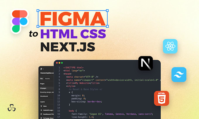 convert figma to HTML, tailwind CSS, figma to next js, react