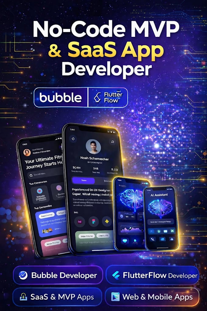 design and develop mvp and saas apps using bubble and flutterflowsoftr