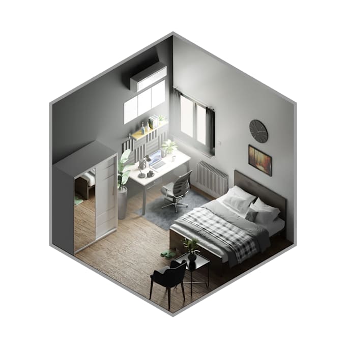 design interior and make isometric render