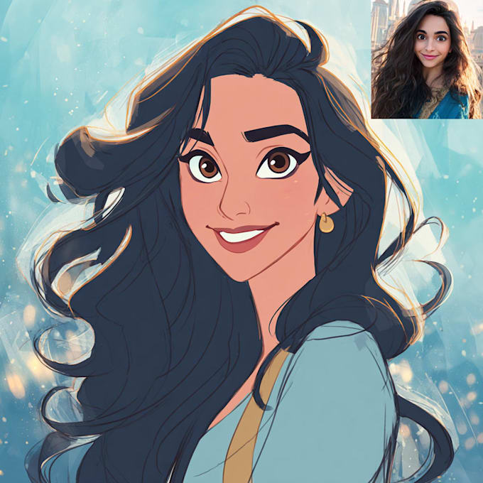 draw a gorgeous disney style cartoon portrait