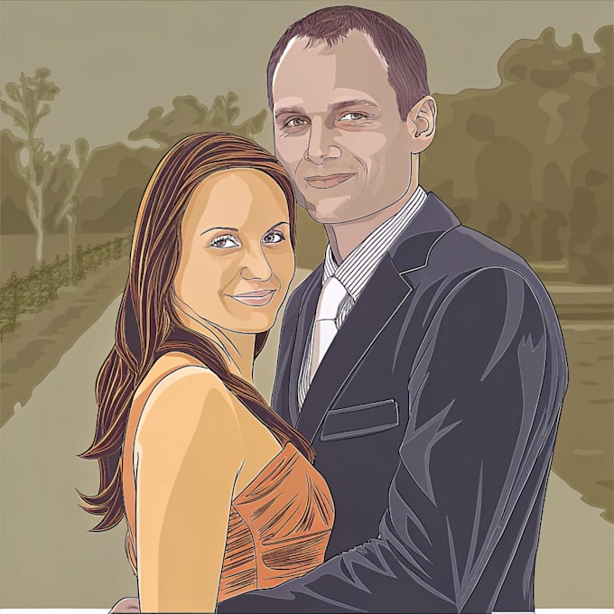 illustrate a romantic family couple portrait