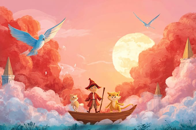 do design 2d and 3d hand drawn children book illustration