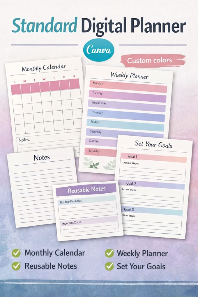 design clean and unique canva planner templates