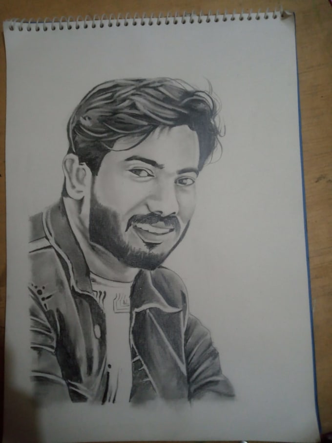 make handmade hyper realistic charcoal portraits