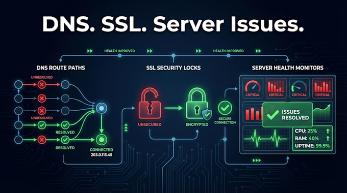 provide 24 7 emergency hosting dns SSL email server fixes