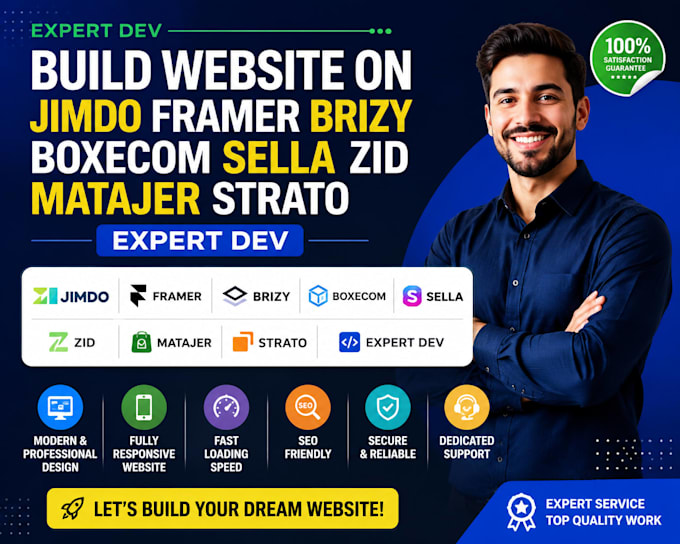 build website on boxecom matajer jimdo framer brizy salla zid strato expert dev
