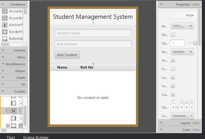 create a javafx application using fxml and scene builder with clean UI