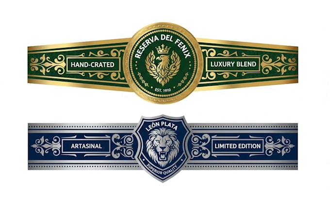 create premium cigar band, logo, label and cigar box design