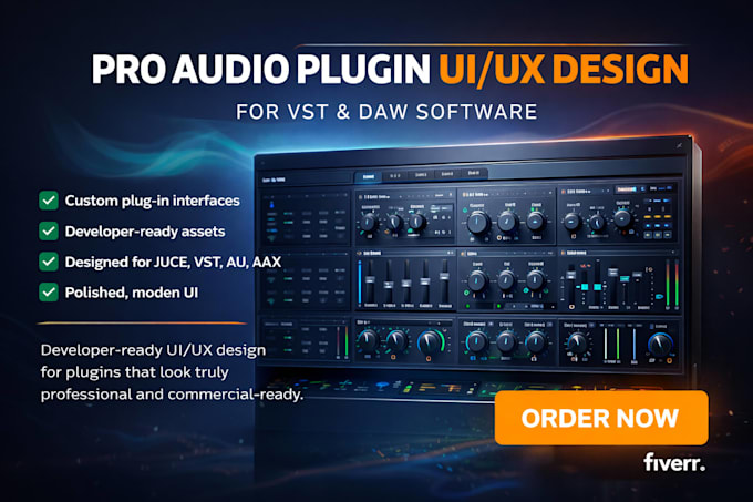 design modern vst plugin UI for audio software and daw tools