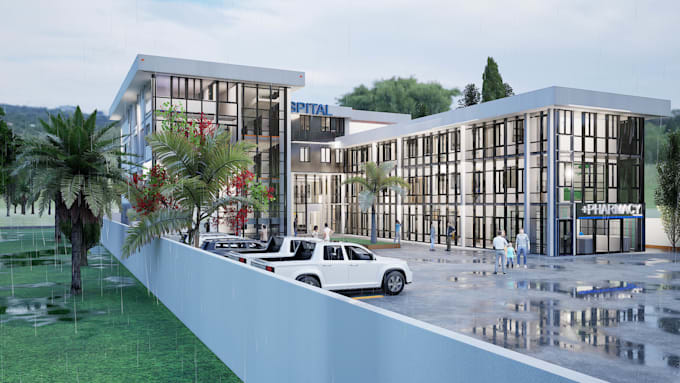 do 3d model architecture,3d rendering for hospitals, clinics and pharmacy
