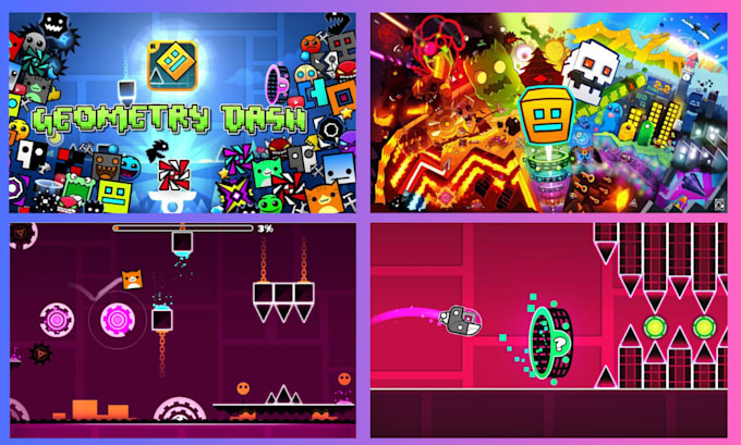 Design geometry dash layout geometry dash level design game art icon ...