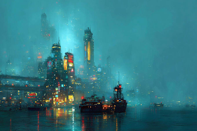 design cyberpunk futuristic city illustration