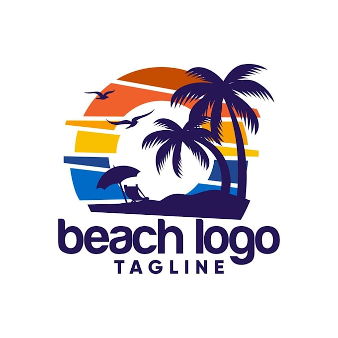 design awesome sunset summer beach logo for you