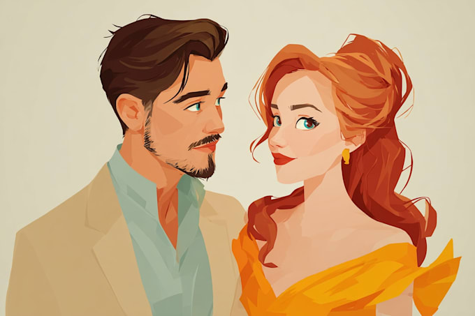 create cartoon disney couple portrait