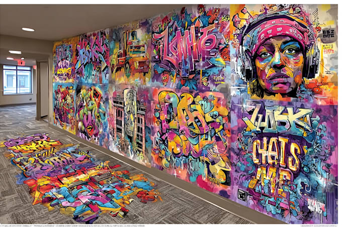 create custom graffiti art designs murals and wall arts