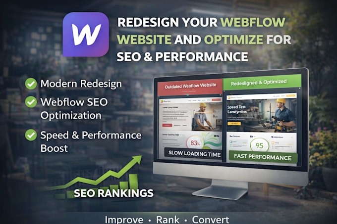 redesign your webflow website and optimize it for SEO and performance