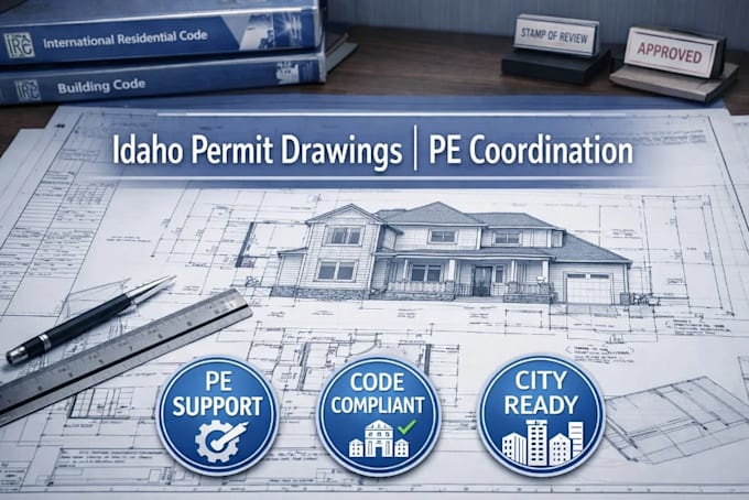 prepare residential permit drawings with pe coordination in idaho