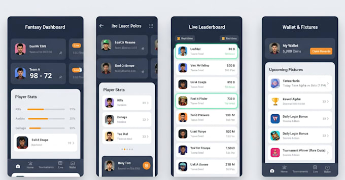 develop fantasy tournament app with real time lives features