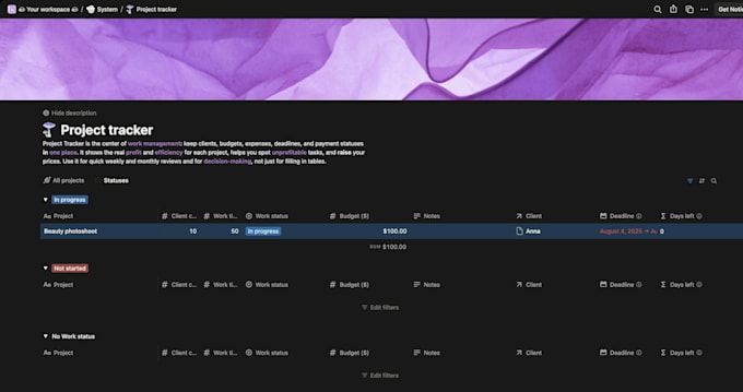 set up a complete notion system for freelancers