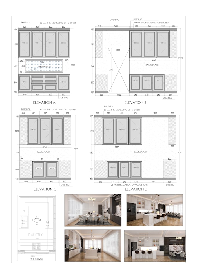 create professional interior working drawings for construction
