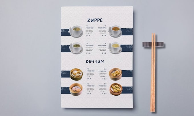 design professional menus, price lists, and branded material for your business