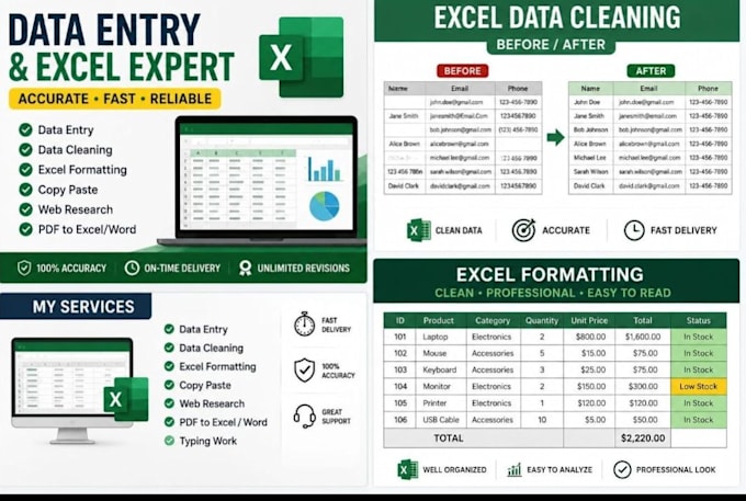 clean, format and organize excel spreadsheets professionally