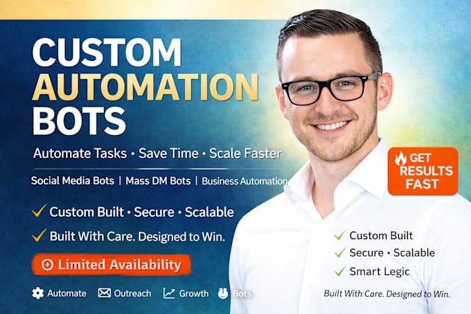 develop custom automation bot using python bot, social media bot, mass dm bot