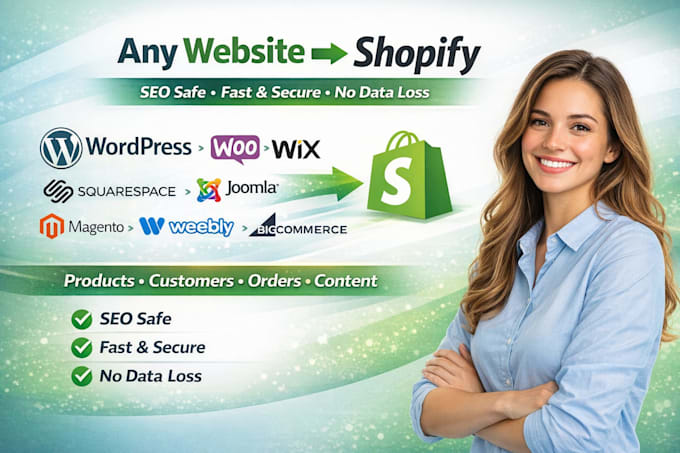 migrate magento wordpress wix weebly woocommerce to shopify website migration
