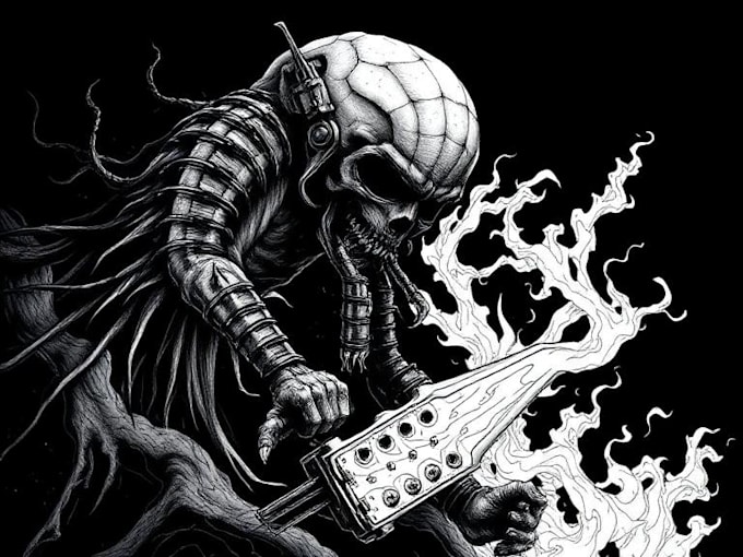create a black and white tattoo design