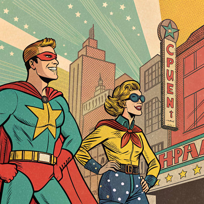 draw ilustration vintage and retro comic