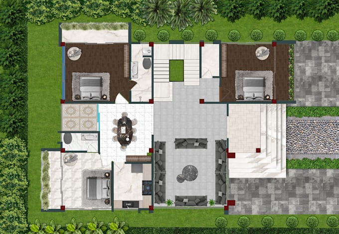 design 2d resort master plan, floor plan and landscape layout