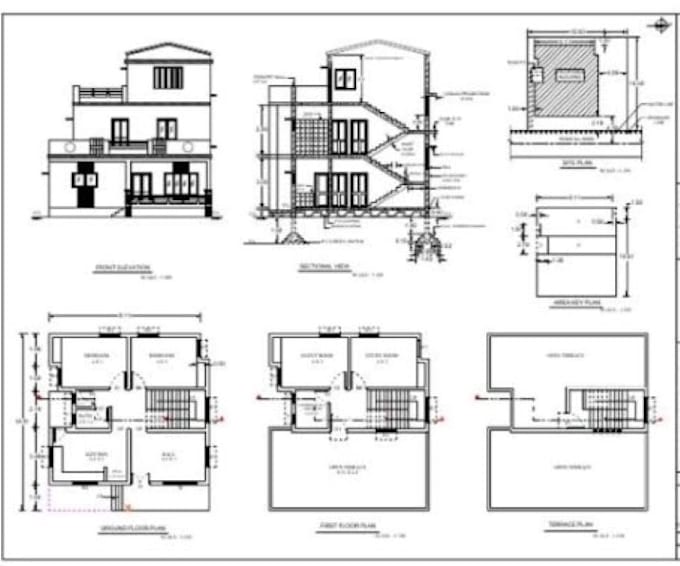 create professional 2d floor plans in autocad for houses